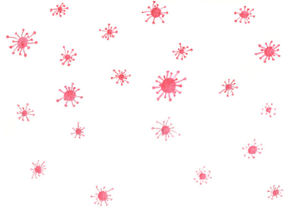 白色背景上的红色结构示意图，看起来像分子或病毒图片下载