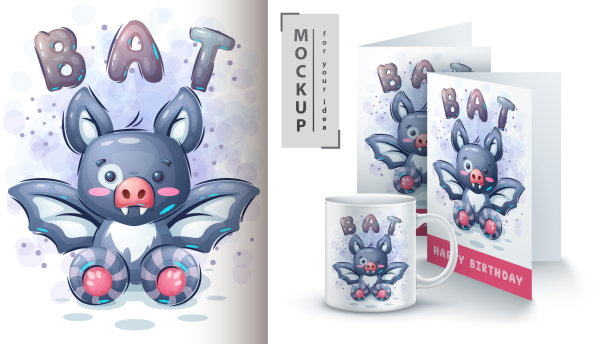 可爱的蝙蝠海报和商品图片下载