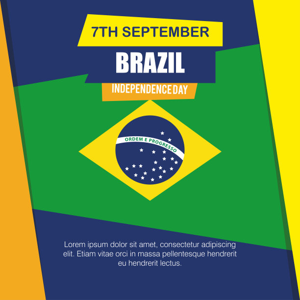 9月7日，巴西独立庆典旗帜，国旗会徽装饰图片下载