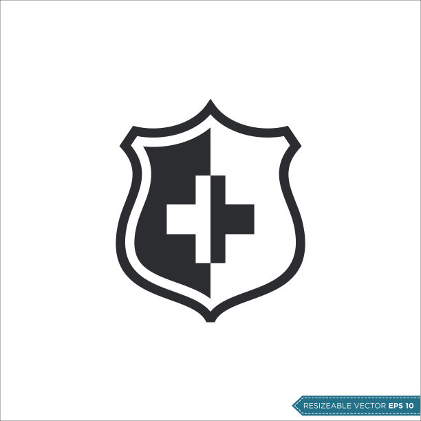 简单的十字盾牌图标标志模板图片下载