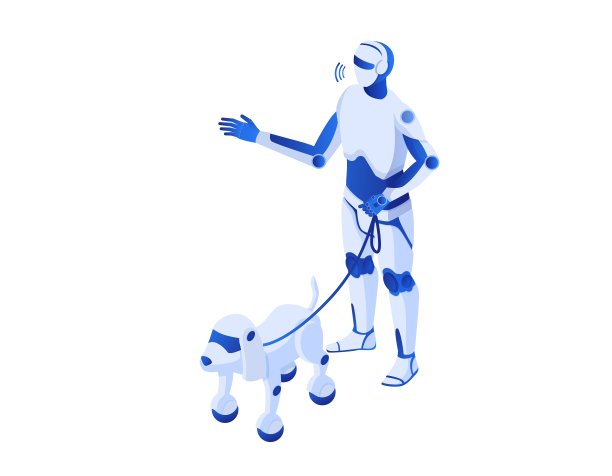 机器人行走机器人等距..机器人插图人形白色半机械人机器人帮助科技未来。图片下载