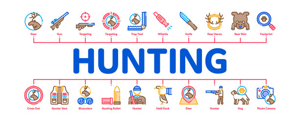 狩猎设备最小的信息图表横幅图片下载