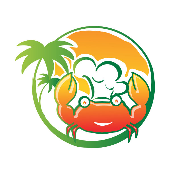 卡通人物蟹标志设计矢量插图素材图片