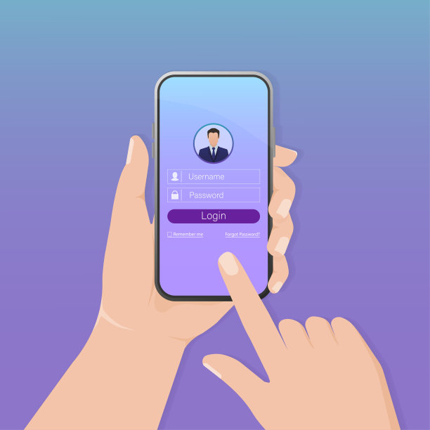 用户登录智能手机的网站设计。模拟应用程序页面用户界面。手机，手机，智能手机，模型。设备的屏幕。业务图标。图片下载