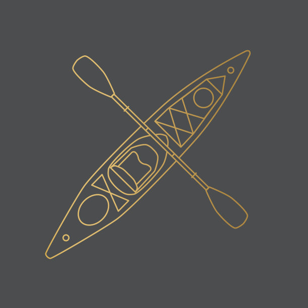 金色皮艇与桨图标图片下载