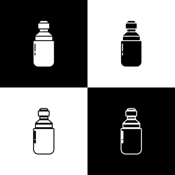 设置医用大麻或大麻叶橄榄油滴图标孤立的黑色和白色背景。大麻提取物。麻的象征。矢量图图片下载