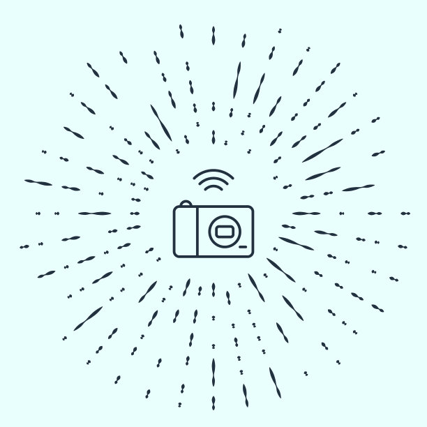 黑线智能摄影系统图标孤立在灰色背景。物联网概念与无线连接。抽象的圆随机点。向量图片下载