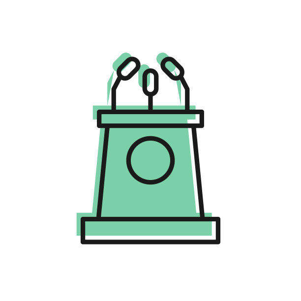 黑线讲台或辩论台，讲台图标孤立在白色背景上。论坛会议上演讲。矢量图图片下载