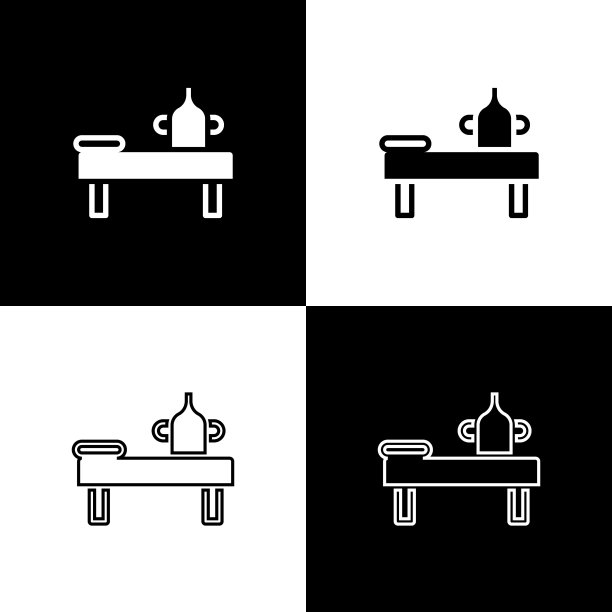 设置按摩表与油图标隔离在黑色和白色的背景。向量图片下载