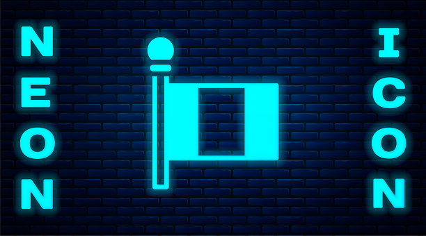 发光的霓虹灯意大利国旗孤立在砖墙背景。向量图片下载