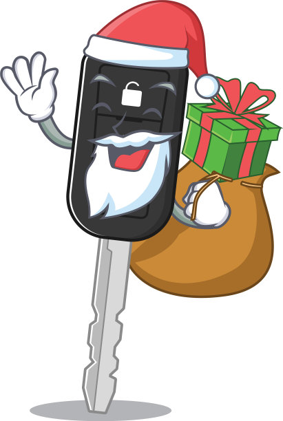 圣诞老人车钥匙卡通人物有盒设计图片下载