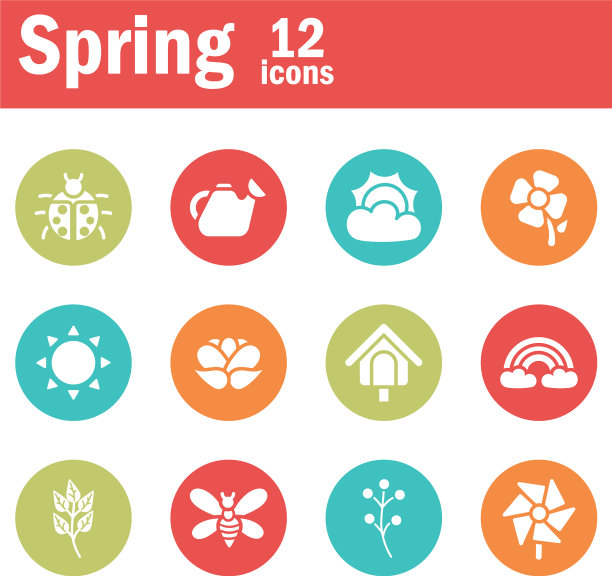 设置弹簧图标块和平面样式图标图片下载