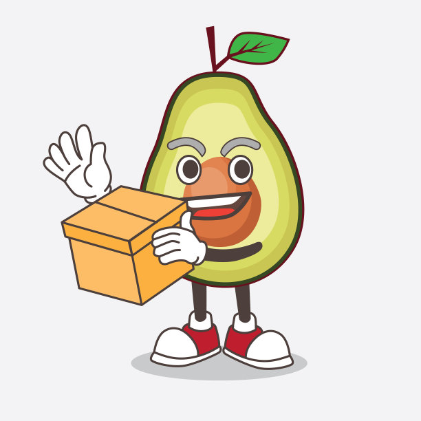 卡通形象的牛油果水果抱着一个图片下载