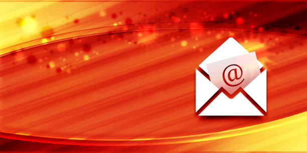 通讯电子邮件图标特别夏季阳光橙色横幅背景明亮的插图图片下载