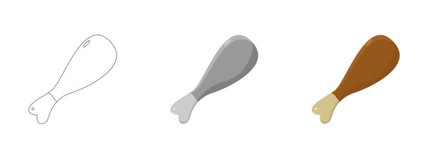 鸡火腿矢量图标图片下载