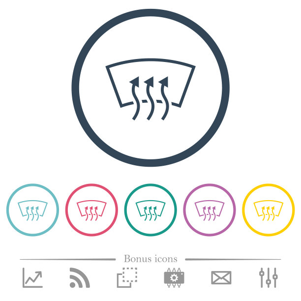 挡风玻璃除霜用圆形轮廓的单色图标图片下载