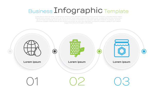 设置线蜂窝地图的世界，蜂窝与蜂蜜勺stickicon和蜂蜜罐。业务信息模板。向量图片下载