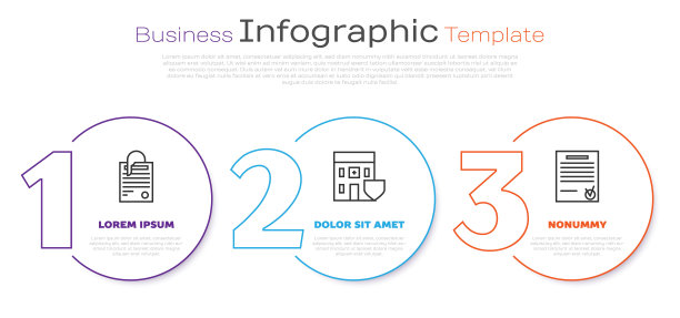 设置行档案文件和回形针，医院大楼与盾牌确认文件和检查标记。业务信息模板。向量图片下载
