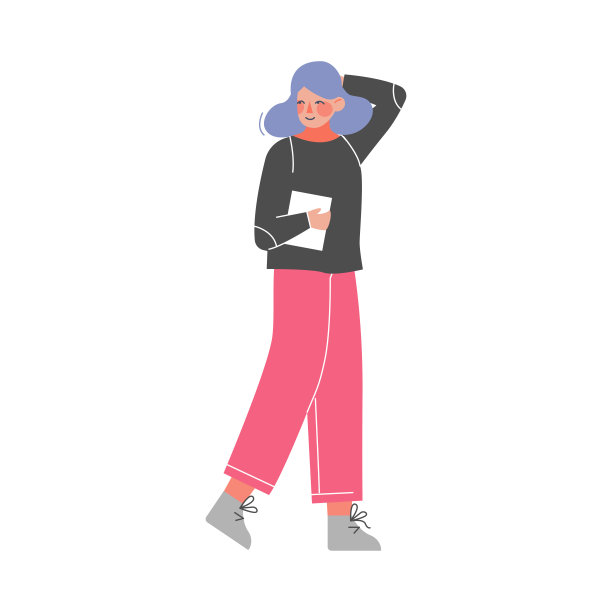 女孩站在她的手中文件，工作流程或商务会议矢量插图在白色的背景图片下载