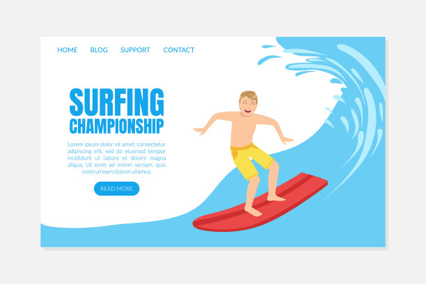 冲浪冠军登陆页面模板在矢量图片下载