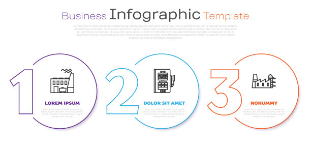 燃煤电厂和工厂，电控板和电厂和工厂。业务信息模板。向量图片下载