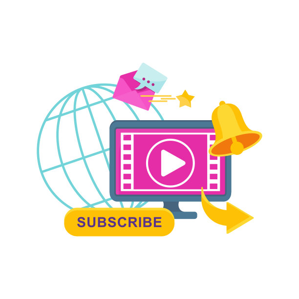 视频营销。电脑，视频频道到互联网，图片下载