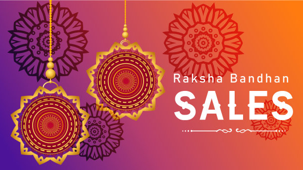 快乐的raksha bandhan rakhi旗帜红色背景花图片下载