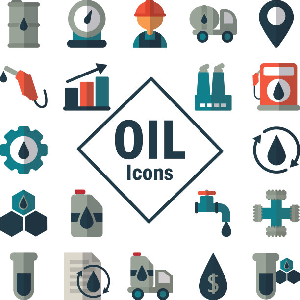 在白色背景上设置图标油图片下载