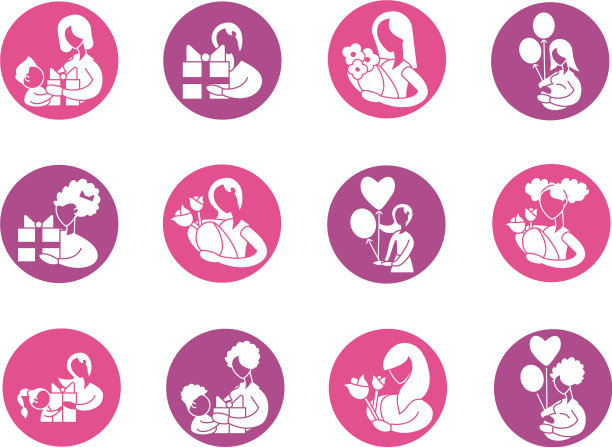 设置图标与母亲和婴儿剪影图片下载