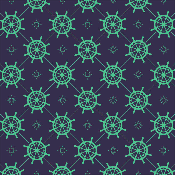 船舶车轮或舵轮抽象无缝模式矢量背景。图片下载