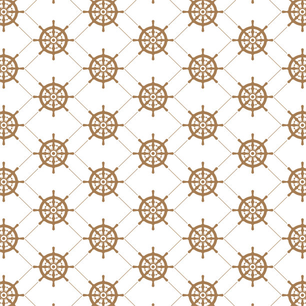 船舶车轮或舵轮抽象无缝模式矢量背景。图片下载