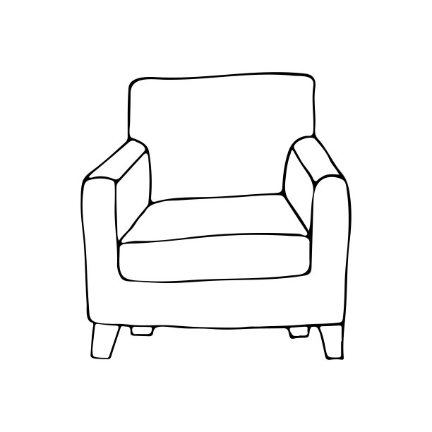 扶手椅手绘图标矢量。矢量涂鸦扶手椅图标图片下载