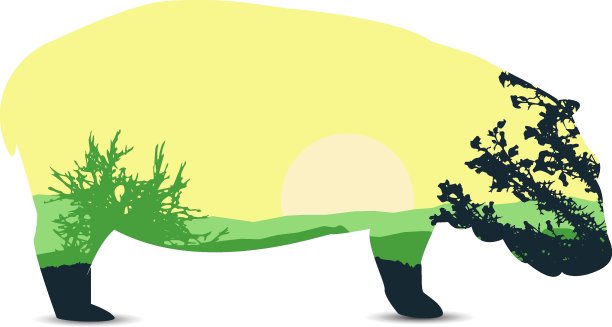 轮廓的河马图片下载