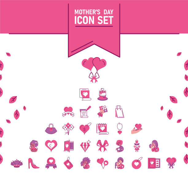 设置图标母亲节半线和颜色风格图片下载