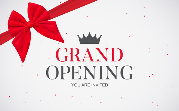 盛大的开幕卡与缎带背景图片下载