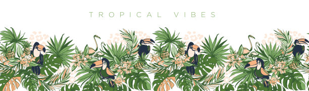 矢量插图热带花卉夏季派对海报邀请图片下载