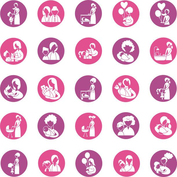 设置图标与母亲和婴儿剪影图片下载