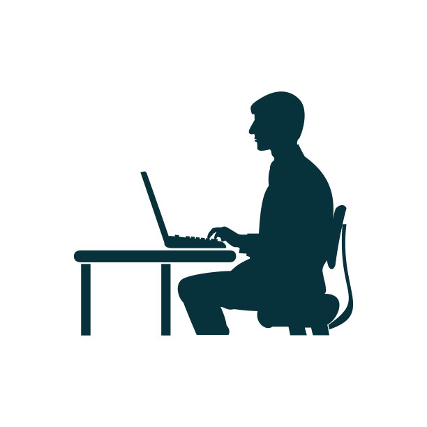 剪影一个人坐在电脑前图片下载