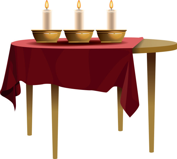 桌子上有古董盘子和蜡烛图片下载