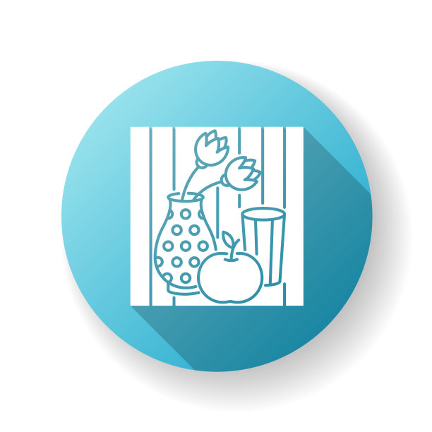 波普艺术蓝色平面设计长阴影字形图标图片下载