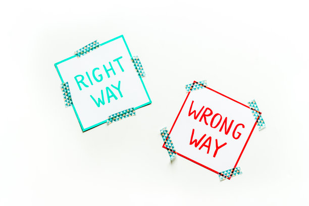 解决问题。正确和错误的方式图标在办公桌上从上面图片下载