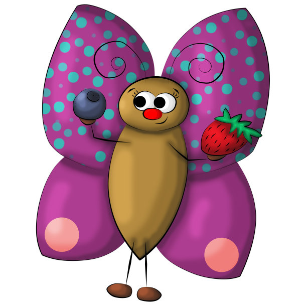 蝴蝶和草莓和蓝莓的选择图片下载