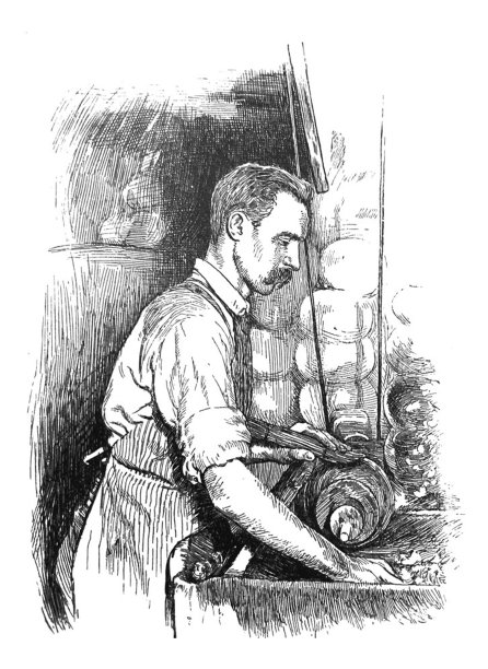 古董插图- 1890年-制作磨砂玻璃球的操作图片下载