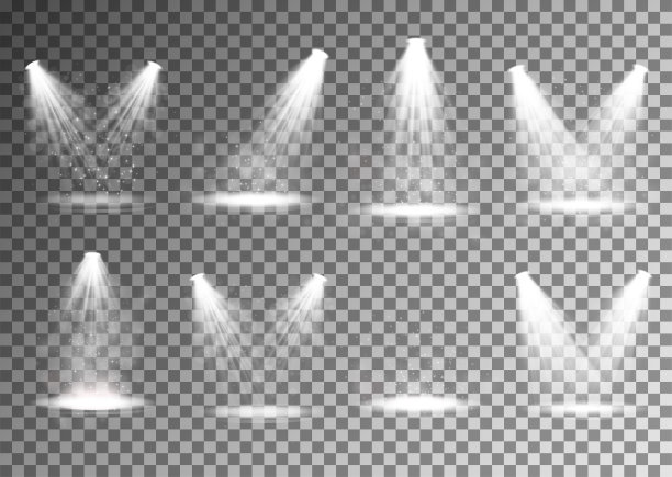 的焦点。为您的设计提供透明效果。灯光和烟雾与舞台。图片下载