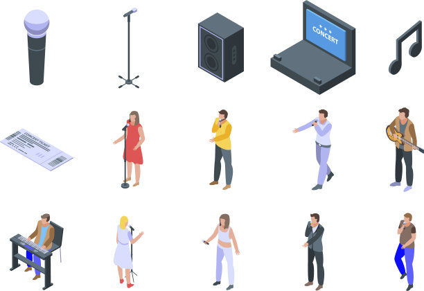 歌手偶像设置等距风格图片下载