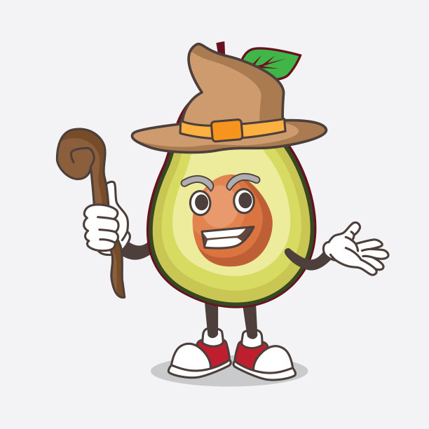 牛油果水果卡通形象的吉祥物女巫图片下载
