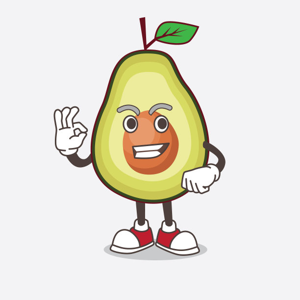 卡通人物用牛油果水果做吉祥物图片下载