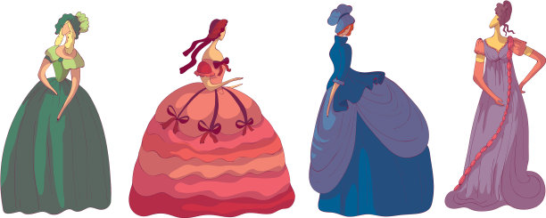 妇女们穿着旧式服装站着摆姿势图片下载