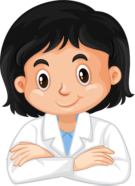 身着科学制服，背景为白色的女孩图片下载