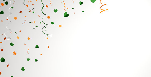 五彩纸屑心形，星星和丝带白色，印度独立日装饰背景，贺卡，横幅，模板，传单，复制空间文本，3D插图。图片下载